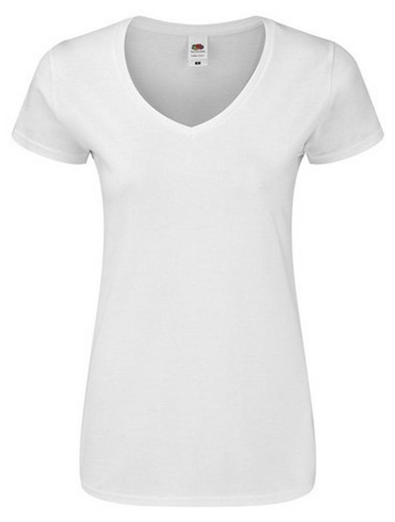 Fruit of the Loom - "Iconic 140" T-Shirt V-Ausschnitt für Damen FK2352 (XXL) (Weiß)