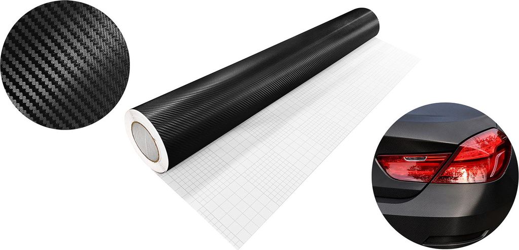 Carbon Folie 100x100 cm - Carbon 3D Schwarz - Carbonfolie matt mit Luftkanal-Kleber und UV-Schutz - Selbstklebend Autofolie für Innen und Außen -...