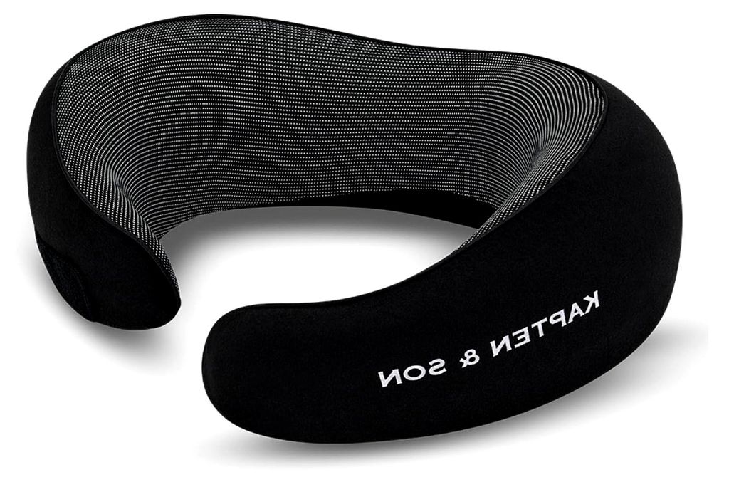 Nackenkissen Flugzeug All Black | Reisekissen Schwarz | Nackenstützkissen | Nackenrolle mit Memory Foam, Klettverschluss & Bezug | Größenverstel...
