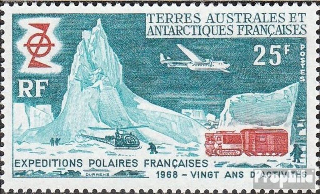 Briefmarken Französ. Gebiete Antarktis 1969 Mi 50 (kompl.Ausg.) postfrisch Forschung in der Antarktis