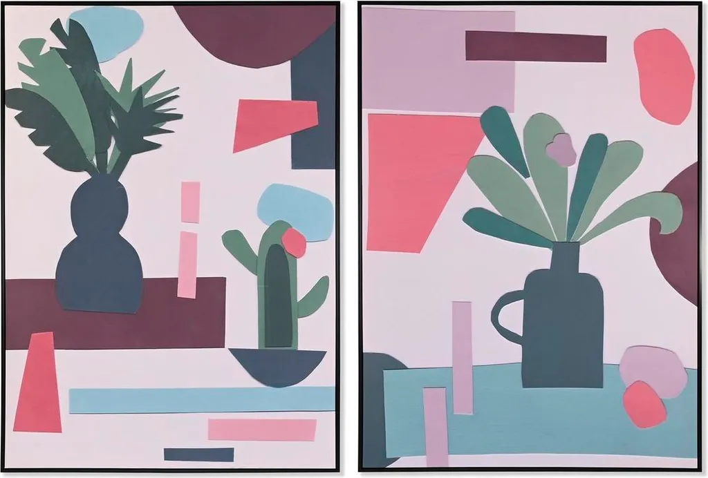 Décoration Murale Scandinave Lot de 2 Tableaux Vases 103 x 143 cm Chic
