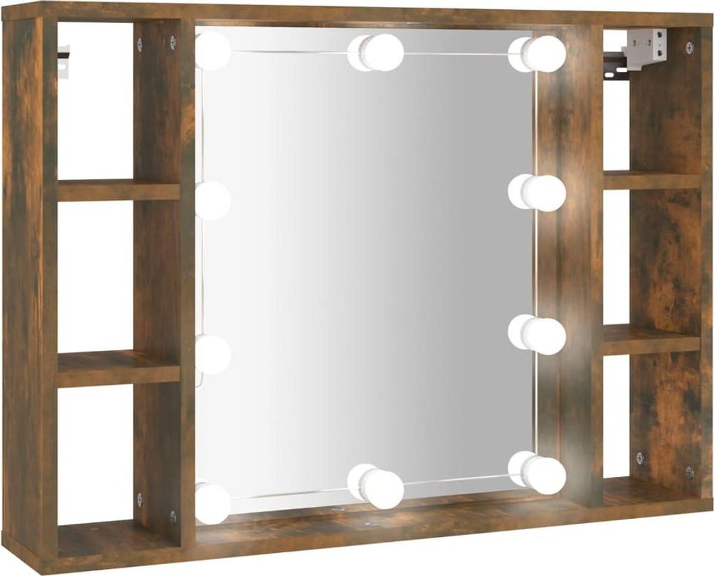 vidaXL Spiegelkast met LED-verlichting, eikenhoutlook, Productafbeelding 