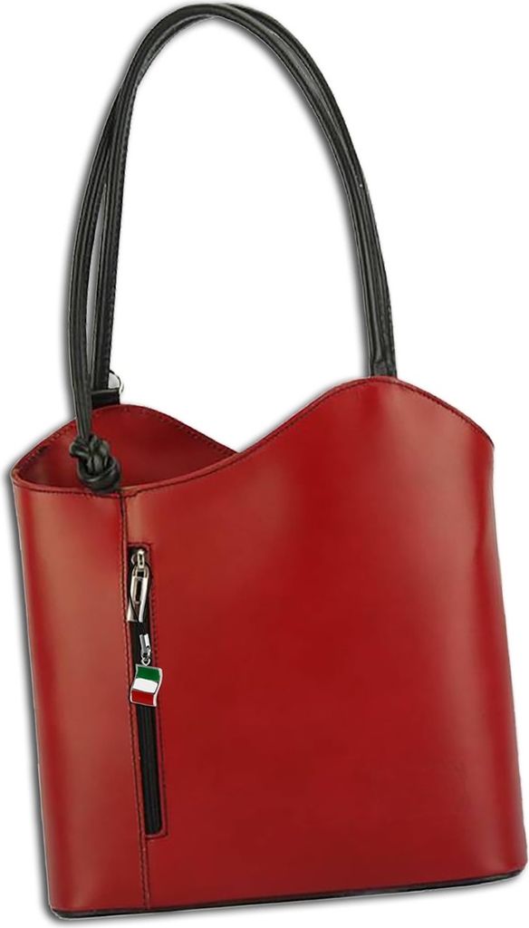 Florence Echtleder Rucksack Damen rot schwarz 29x9x28 cm OTF106R