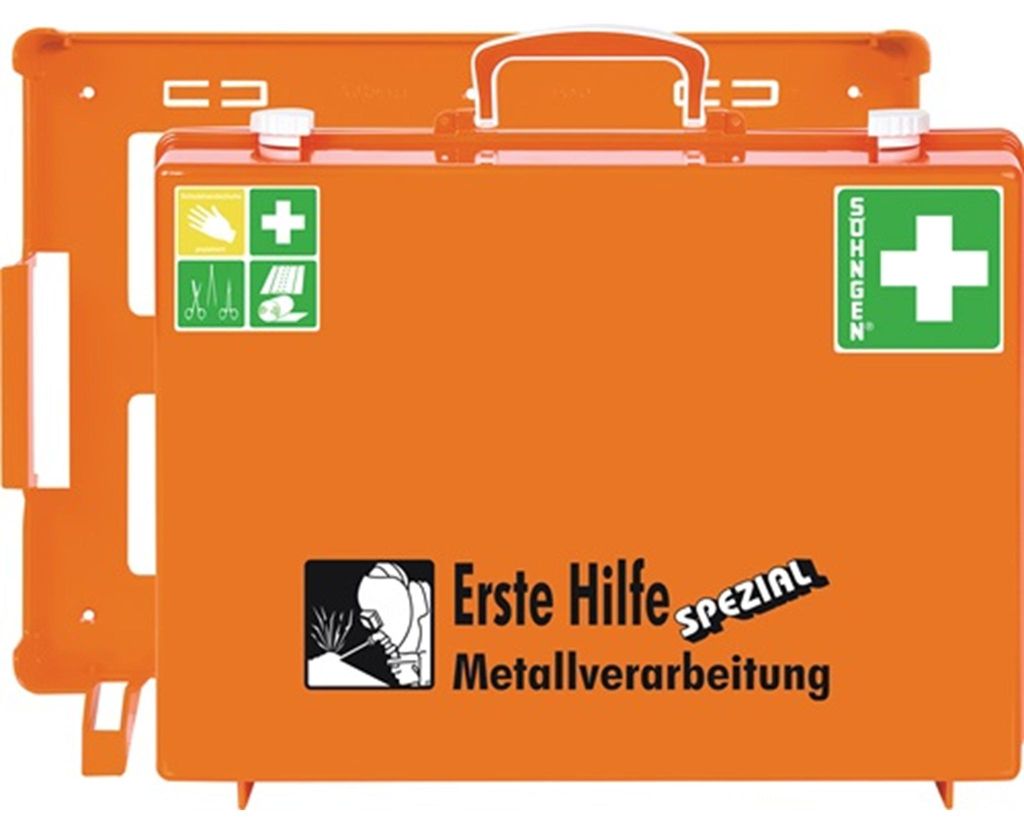 Erste Hilfe Koffer Beruf SPEZIAL Metallverarbeitung B400xH300xT150ca.mm orange