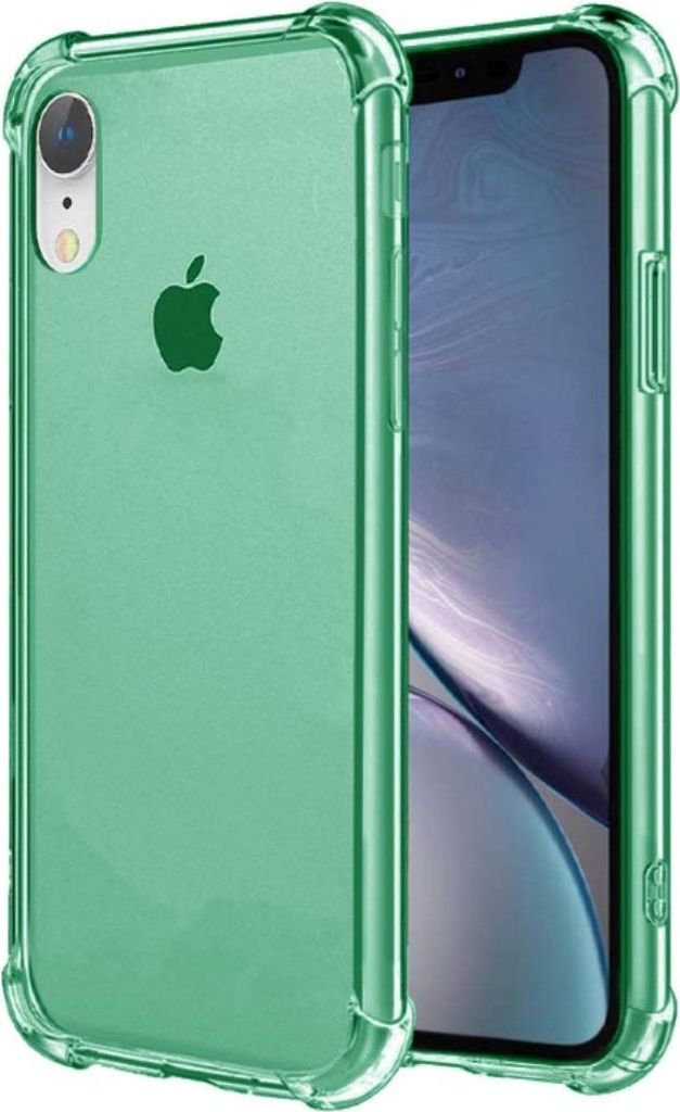 Smartphonica iPhone Xr transparente stoßfeste Silikonhülle mit Bumper - Grün