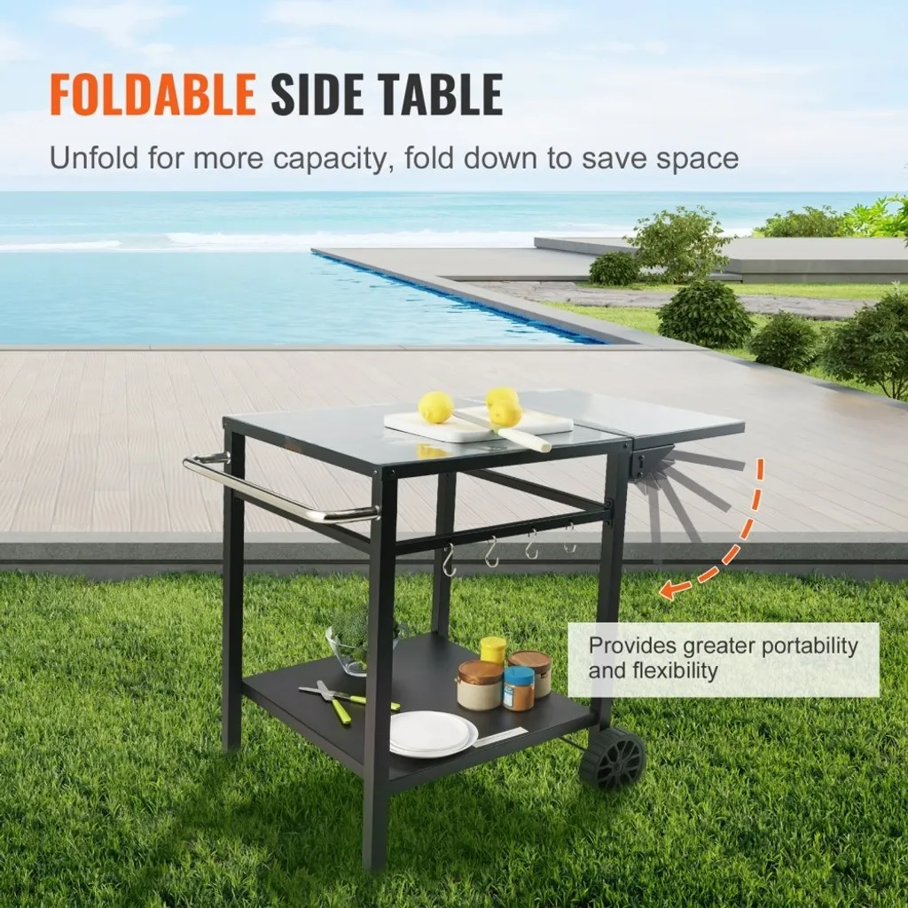 Chariot de repas mobile extérieur pour optimiser le rangement du barbecue - 3