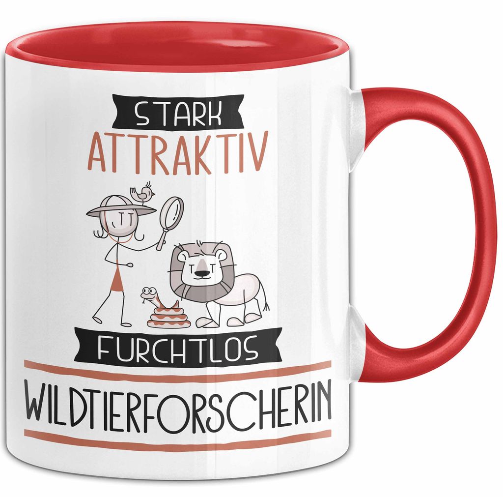 Wildtierforscherin Tasse Geschenk Becher Stark Attraktiv Furchtlos Wildtierforscherin Lustige Geschenkidee (Rot)