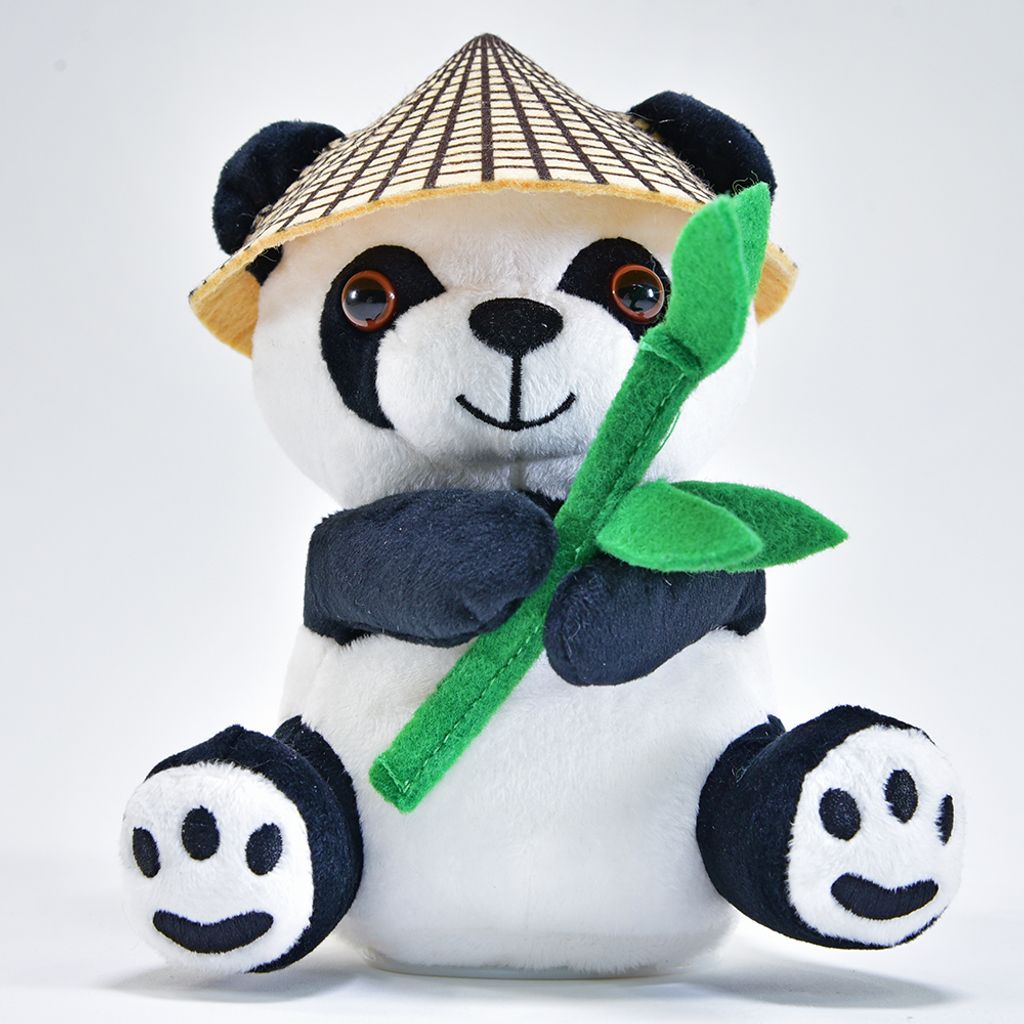 Hovoriace zviera panda Bao Bao s klobúkom a bambusom hovorí Obrázok produktu 