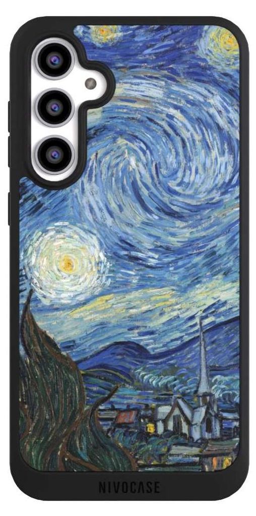 NIVOCASE Handyhülle für Samsung Galaxy S23 FE Hülle NIVOpure Case Schwarz Kunst The Starry Night