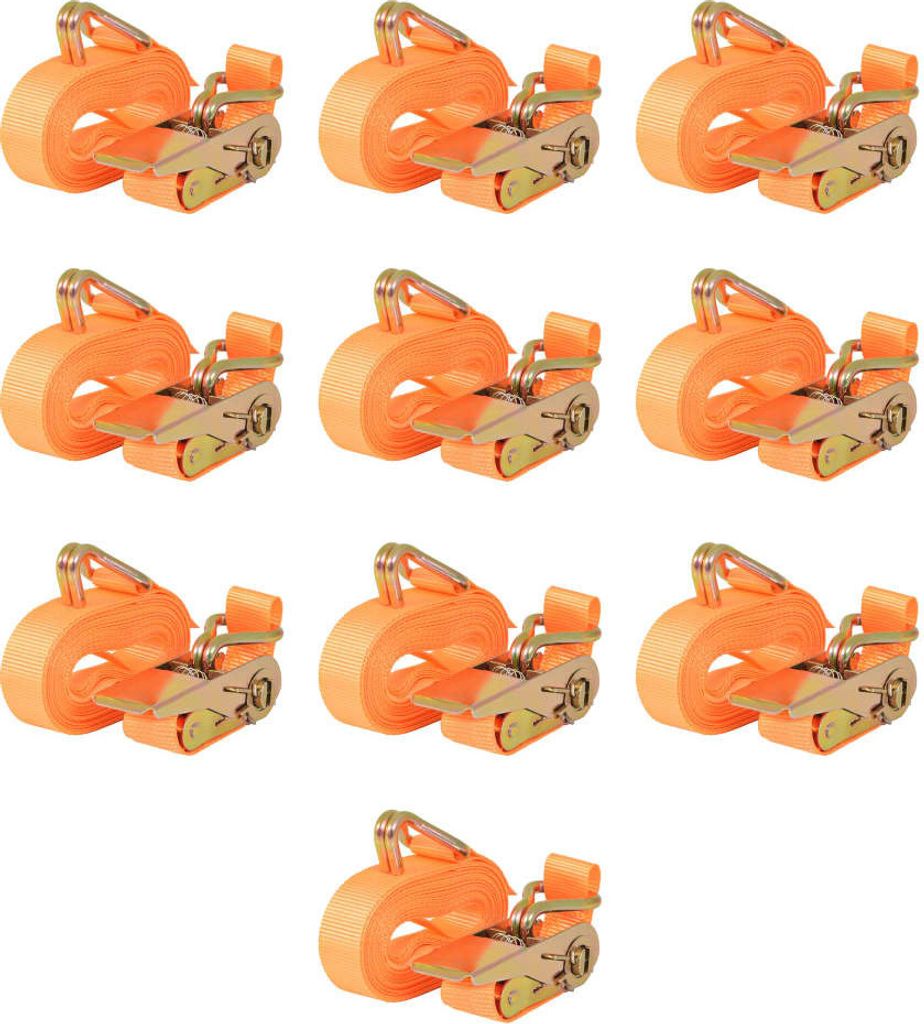 Design Möbel Ratschen-Spanngurte 10er Set 0,4 Tonnen 6m×25 mm Orange - 2024 Neu