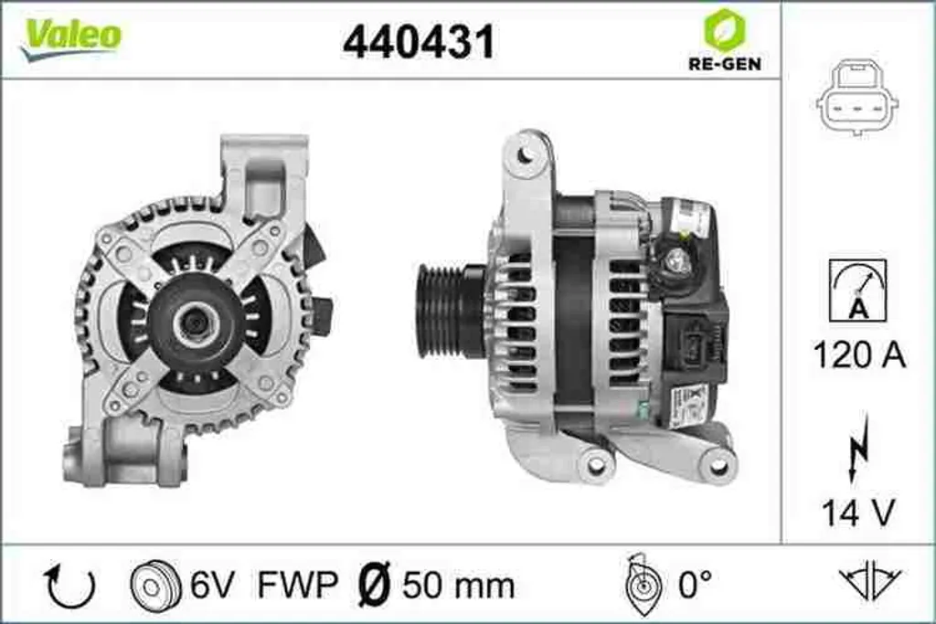 Alternateur de Voiture VALEO 440431 - Générateur Électrique Fiable 14V