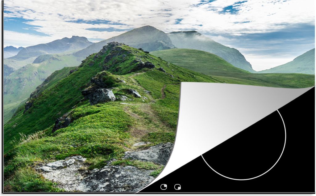 KitchenYeah Herdabdeckplatte Die Berge der Lofoten , 76x51cm, Küche Deko, Glaskeramikfeld Herdabdeckung, Abdeckplatte fùr Kochfeld