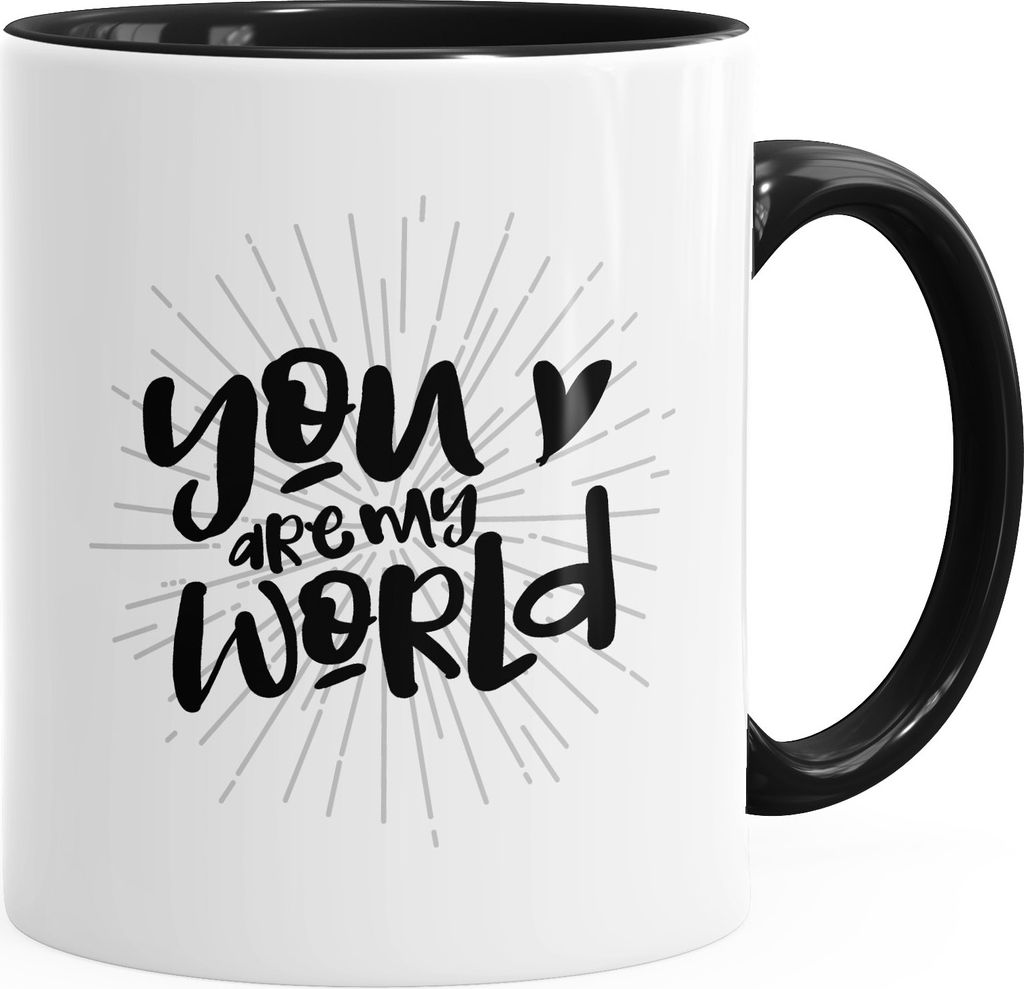 Geschenk-Tasse Liebe Your are my World Du bist meine Welt Valentinstag Kaffeetasse Teetasse Keramiktasse MoonWorks schwarz unisize