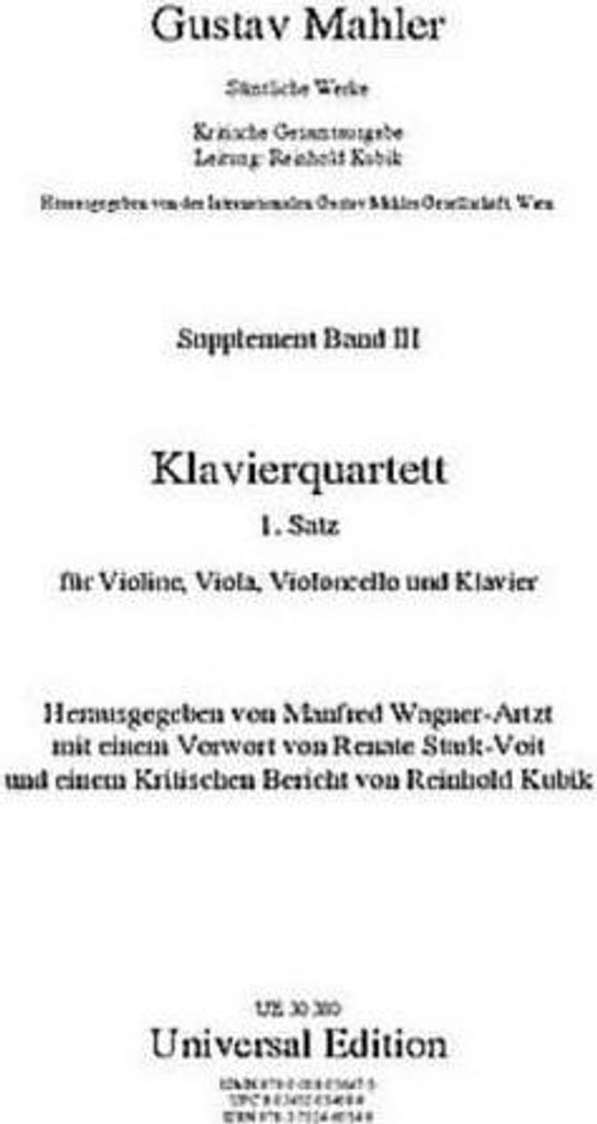 1.Satz aus dem Quartett für Klavier,Violine, Viola und Violoncello