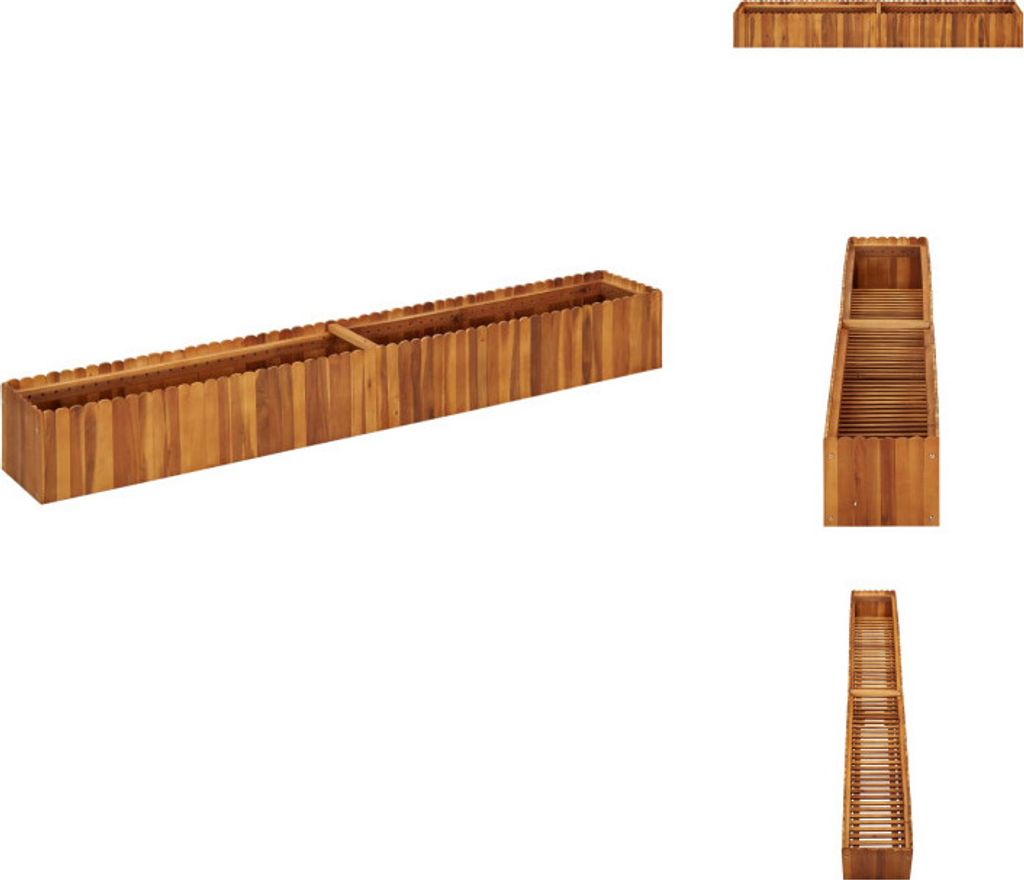 vidaXL Garten-Hochbeet 200 x 30 x 25 cm Massivholz Akazie - Blumentöpfe & Pflanzgefäße