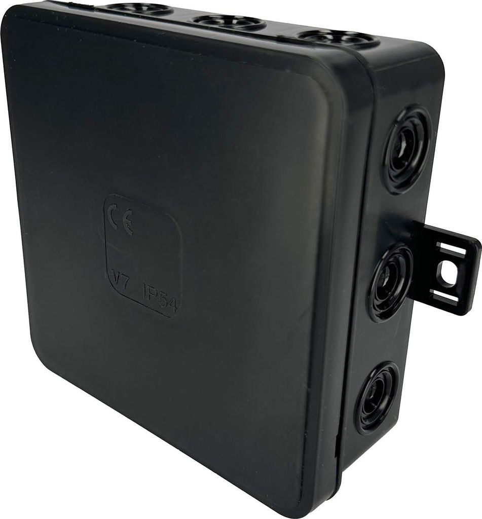 Elastische Aufputz-Abzweigdose 100x100x41mm IP54 12 Klick-Einführungen mit Sollbruchstellen schwarz V7 EDO777920 EDO Technic