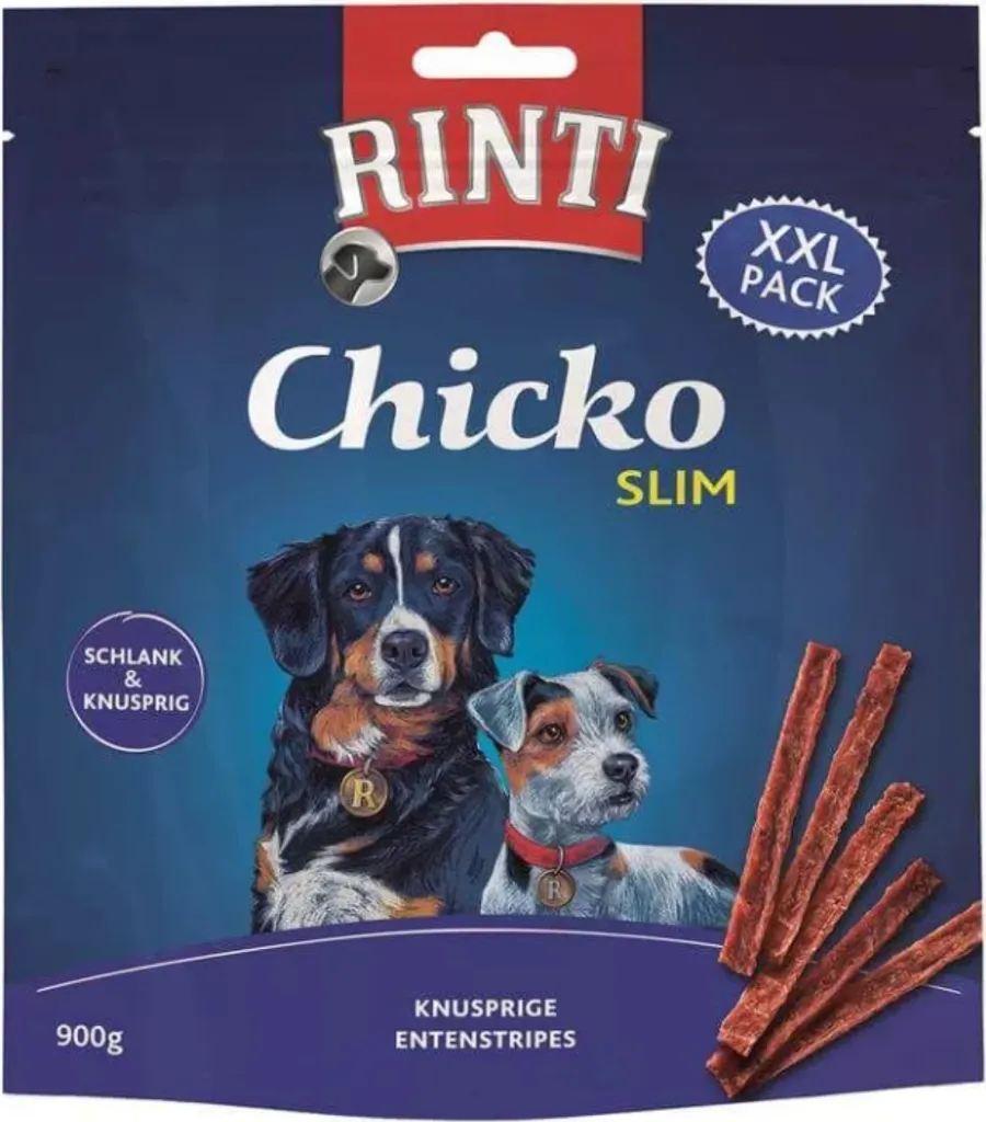 Rinti Chicko Slim Strips Canard Pack XXL 4x900g Riche en Viande Chien