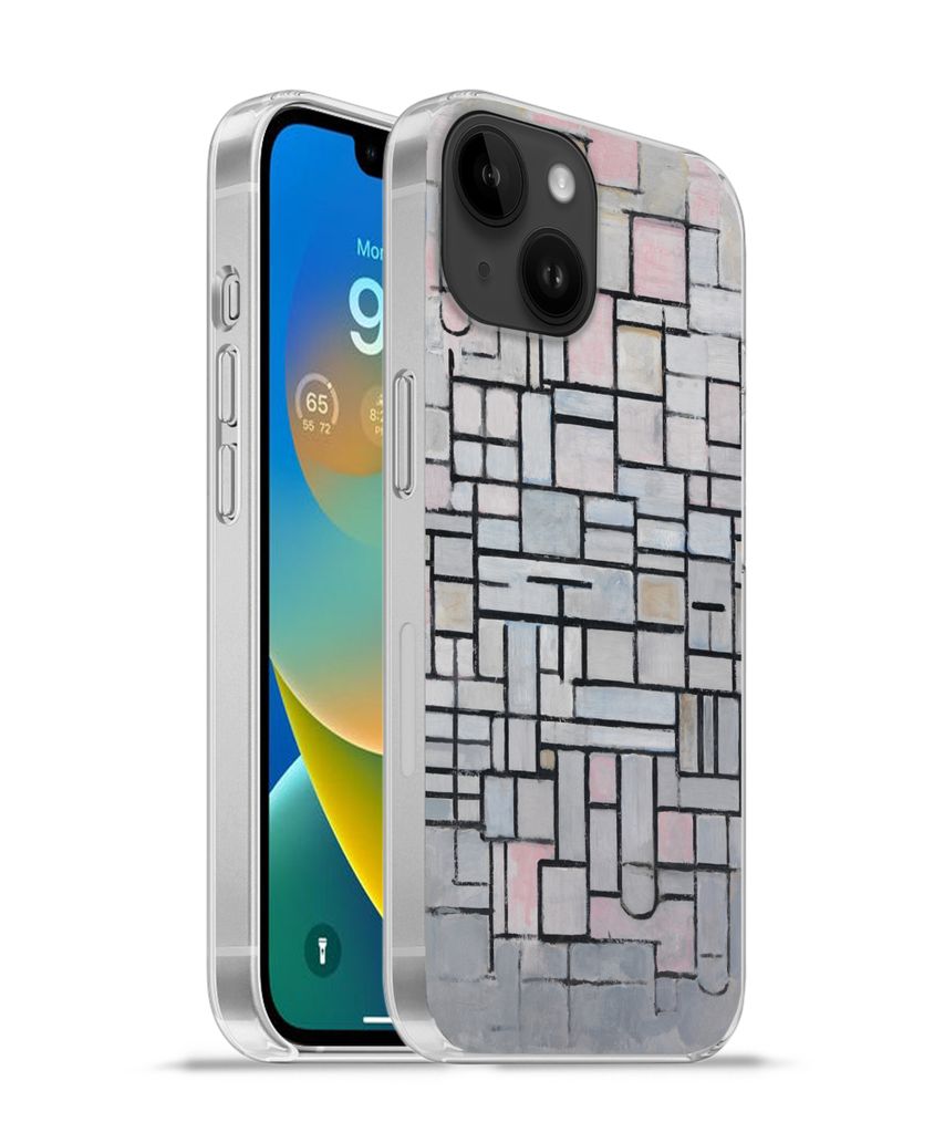 MuchoWow Handyhülle Schutzhülle Hülle für Apple iPhone 14 - Softcase Komposition 6 - Piet Mondrian Silikon Softcase Handy Hülle - Mobiltelef...