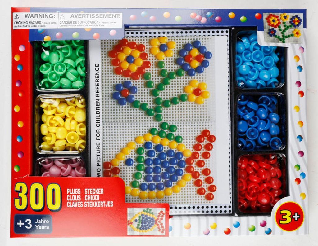 Mosaik-Steckspiel 300 Stecker bunt Steckmosaik Motorik Produktbild 