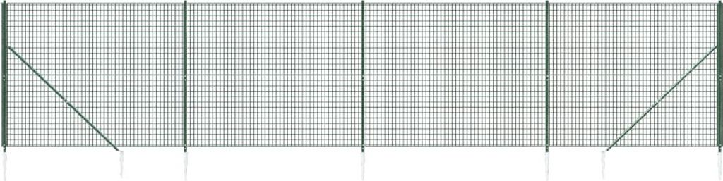 The Living Store Maschendrahtzaun mit Bodenhülsen Grün 2x10 m