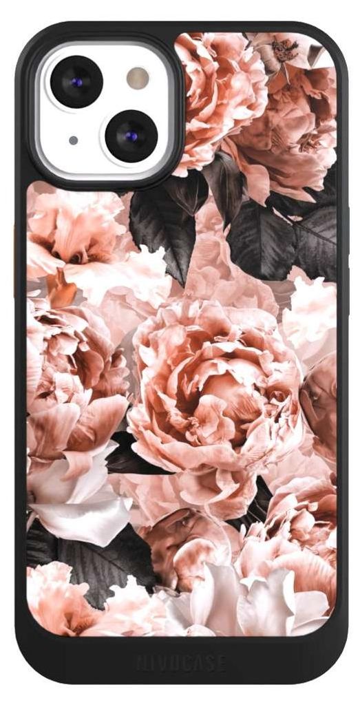 NIVOCASE Hülle für Apple iPhone 13 Handyhülle NIVOcore Case Schwarz Blume Rose Vintage