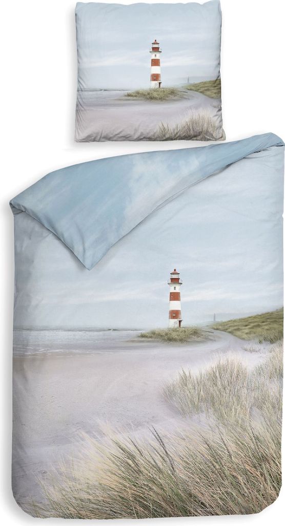 ZO! Home Renforcé Bettwäsche Digital - Leuchtturm 200 x 200 cm Leuchtturm, Meer, Möwe