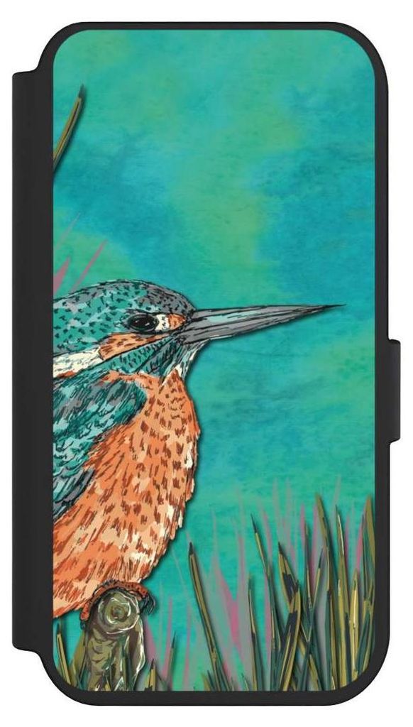 NIVOCASE Klapphülle für Apple iPhone 14 Pro Handyhülle aus Kunst Leder NIVOflip schwarz Malerei Tiere Vogel