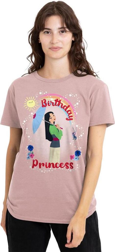Mulan - "Birthday Princess And Her Lucky Cricket" T-Shirt für Damen TV25333 (M) (Pink)