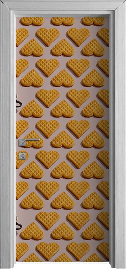 Tür Selbstklebende 80x210 cm Türfolie Türtapete Klebefolie - Waffeln und eine Tasse Kaffee