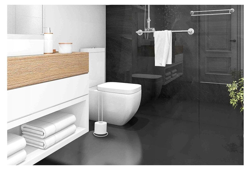 Freistehender Toilettenpapierhalter - Badezimmer Toilettenpapier Aufbewahrung - Klopapierhalter ohne Bohren - Klorollenhalter Weiß 43x15x15cm