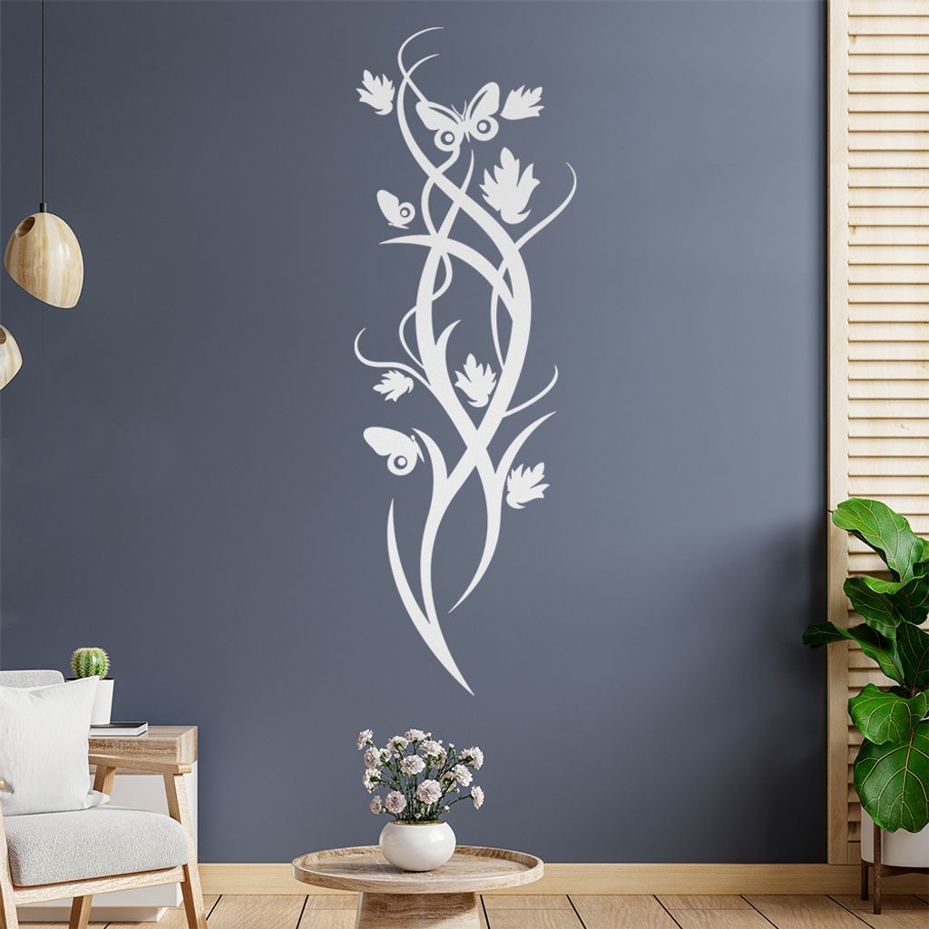 Falter Schmetterling Blüte Wandtattoo in 6 Größen - Wandaufkleber Wall Sticker - Dekoration, Küche, Wohnzimmer, Schlafzimmer, Badezimmer