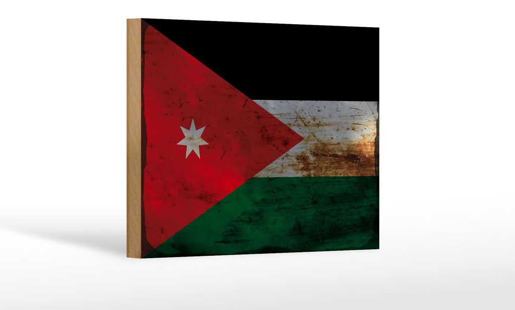 Holzschild Flagge Jordanien 18x12 cm Flag of Jordan Rost Produktbild 