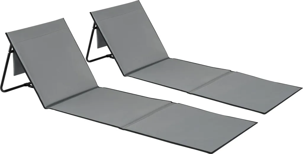 Natte de plage avec dossier inclinable MINA lot de 2 coloris bleu gris