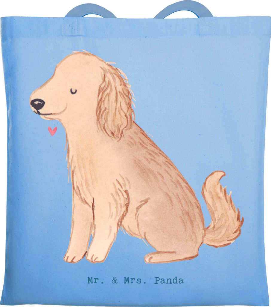 Mr. & Mrs. Panda Shopping Tasche Cocker Spaniel Moment - Sky Blue - Geschenk, Englische Cockerspaniel, Tote Bag, Laptoptasche, totebag, Beutel