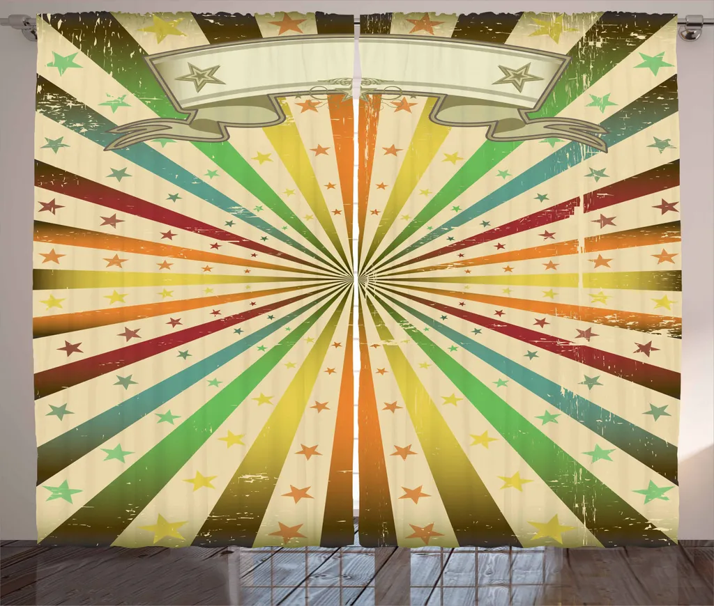 ABAKUHAUS Anno Rainbow Tenda rustica, tema Carnevale, soggiorno Tenda universale con passanti e ganci, 280 x 225 cm, multicolore