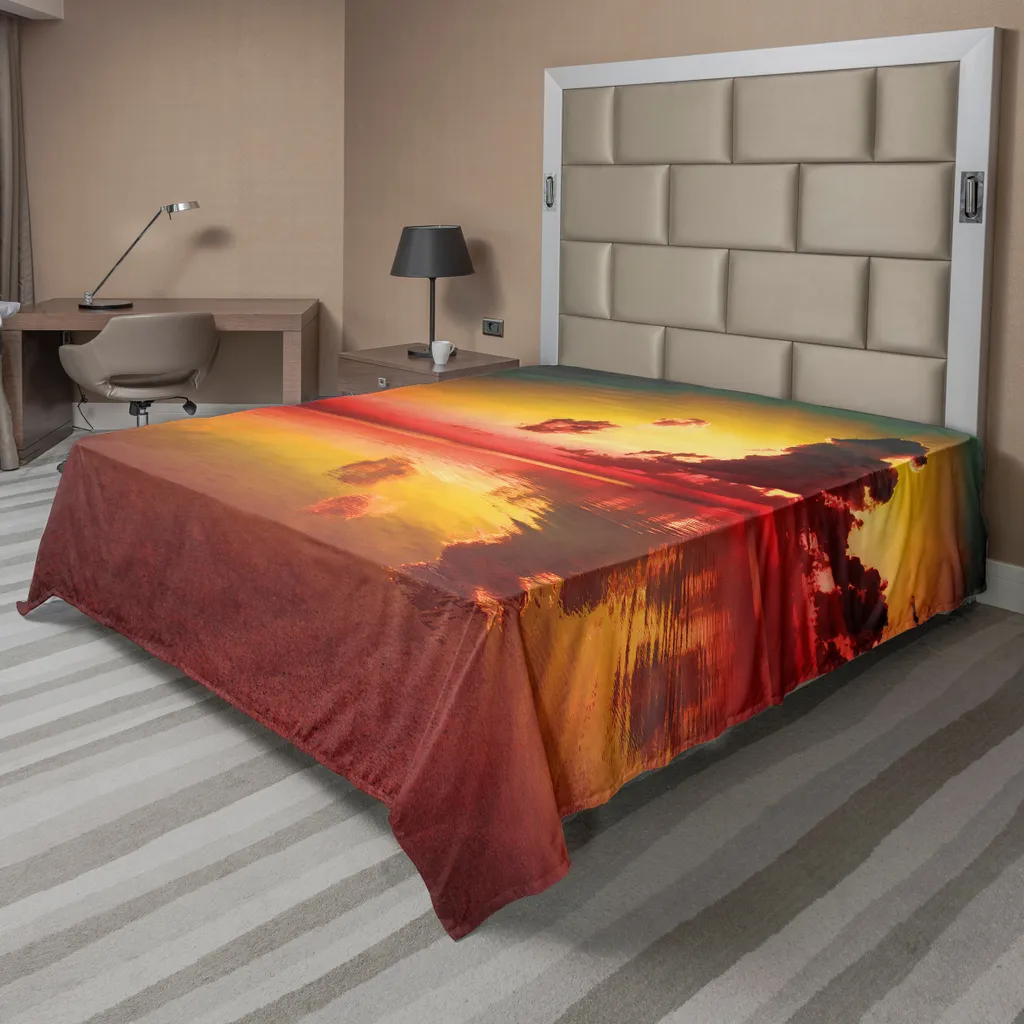 Lenzuolo Decorativo ABAKUHAUS 260x228 - Alba Verde Corallo Scuro