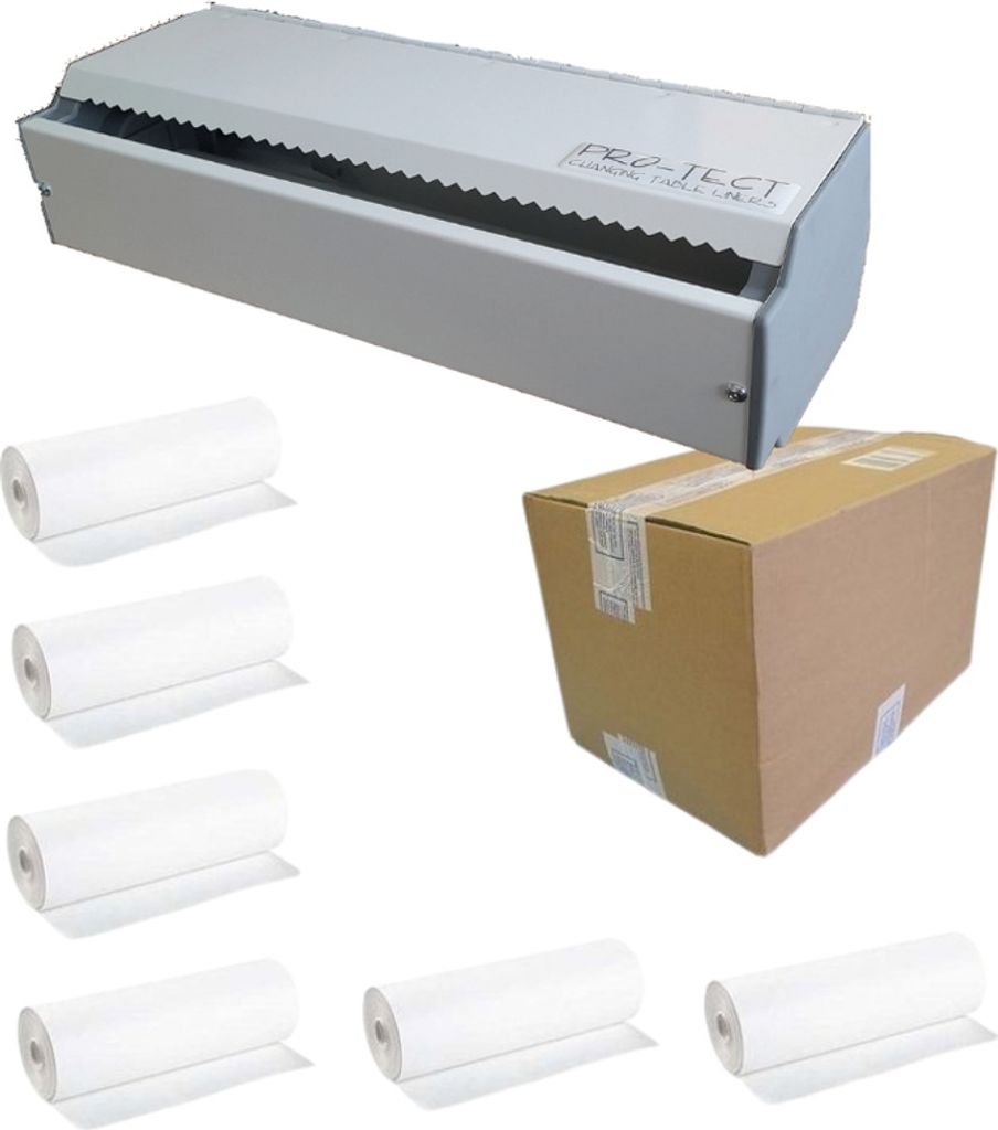 SET - Economic hygienische Wickeltisch Papierrollen + dazugehöriger Spender