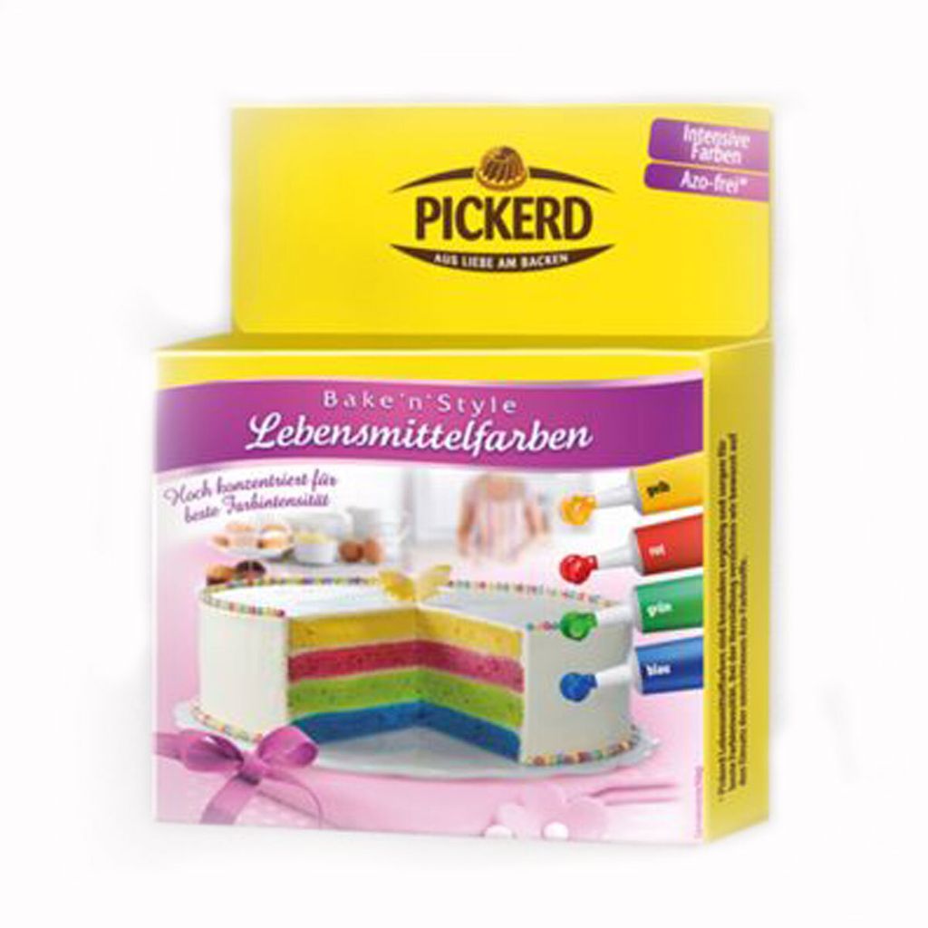 Pickerd Bake n Style voedselkleurstoffen, geel, rood, Productafbeelding 
