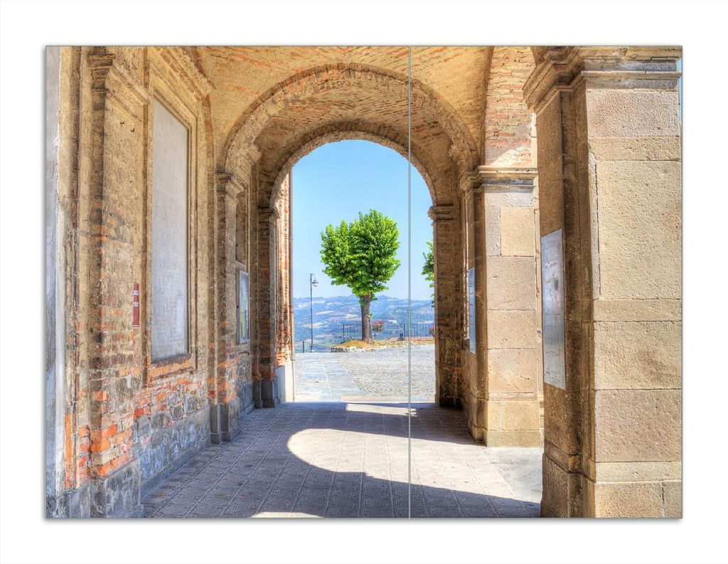 Wallario Herdabdeckplatte aus Glas, Größe 70 x 52 cm 2-teilig, Motiv Durchblick ins Weite