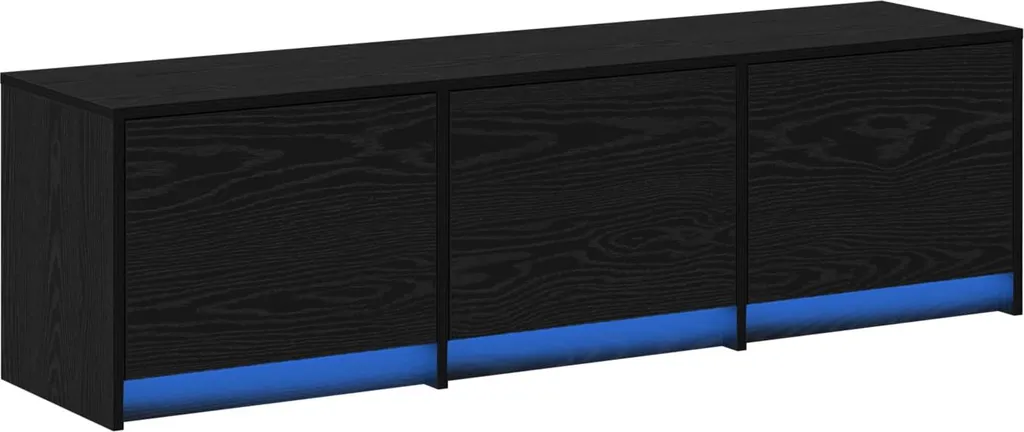 Mobile Porta TV Nero Effetto Rovere 140 cm - Legno Alta Resistenza