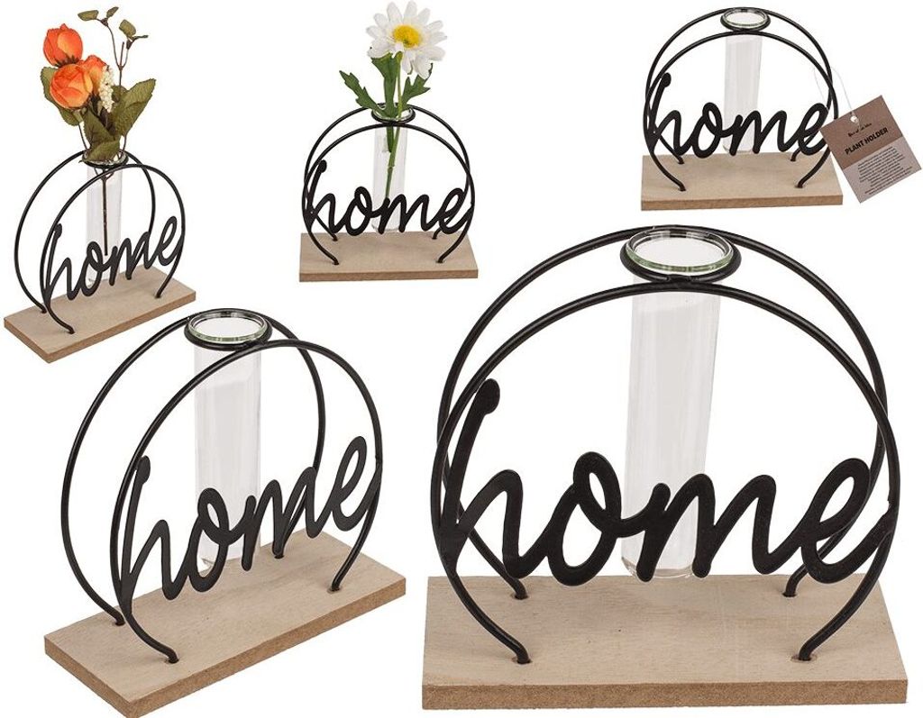 OOTB Metall-Pflanzenhalter auf Holzplatte Home