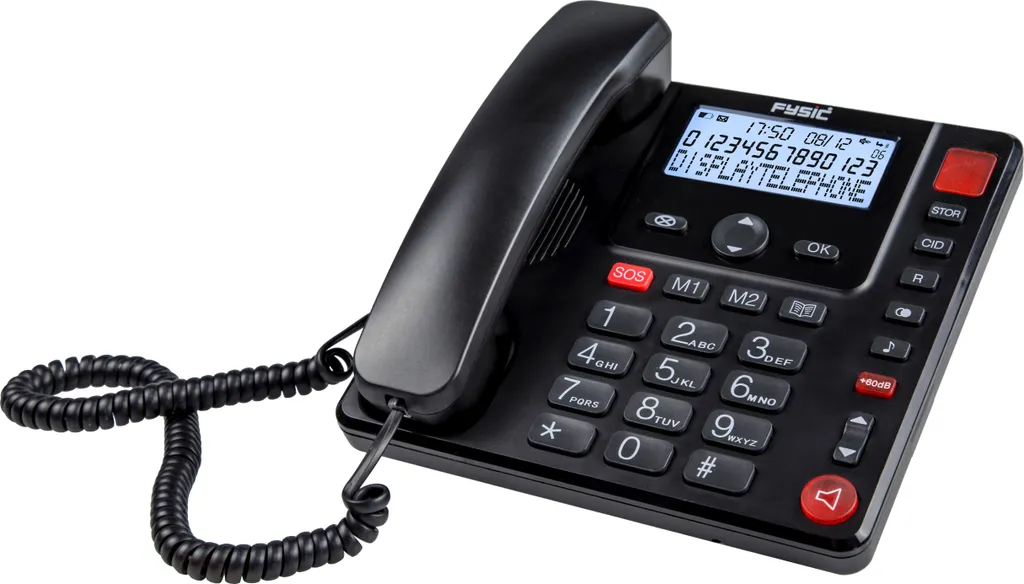 Fysic FX-3940 Téléphone Filaire Senior à Grosses Touches et Écran Noir