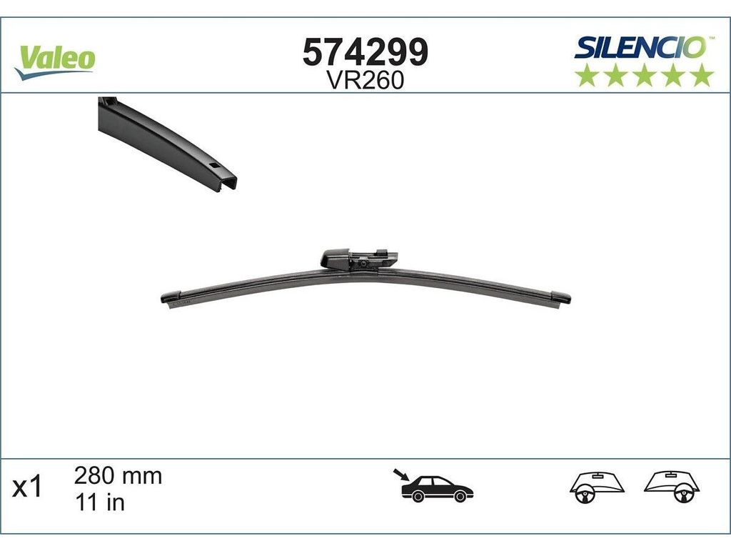 Valeo VR260 X-trm flatblade arrière 1x Image du produit 