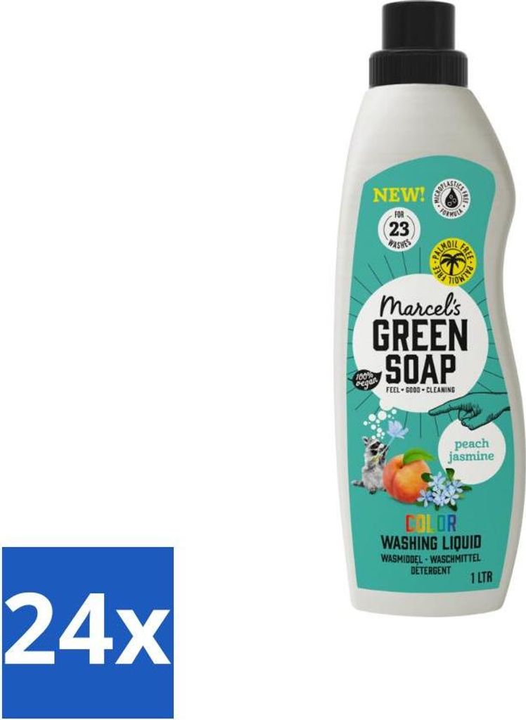 Marcel's Green Soap – Flüssigwaschmittel – Color – Pfirsich & Jasmin – Wirksam & Natürlich – 23 Wäschen – 1 Liter - Vorteilspack - 2...