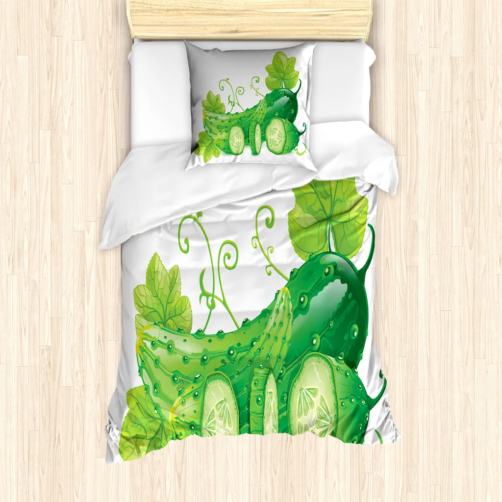 ABAKUHAUS Set copripiumino celtico verde per letti singoli, grafica Juicy Gurke, antiacaro, adatto a chi soffre di allergie, con federa, 135 cm x 200 cm - 80 x 80 cm, verde mela verde