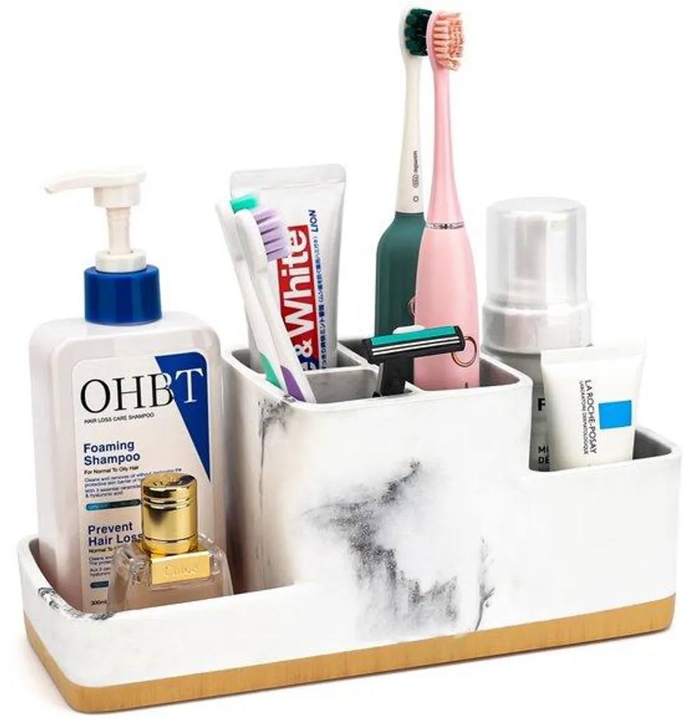 Porte-brosse à dents blanc 5 places : stop au désordre sur l'évier