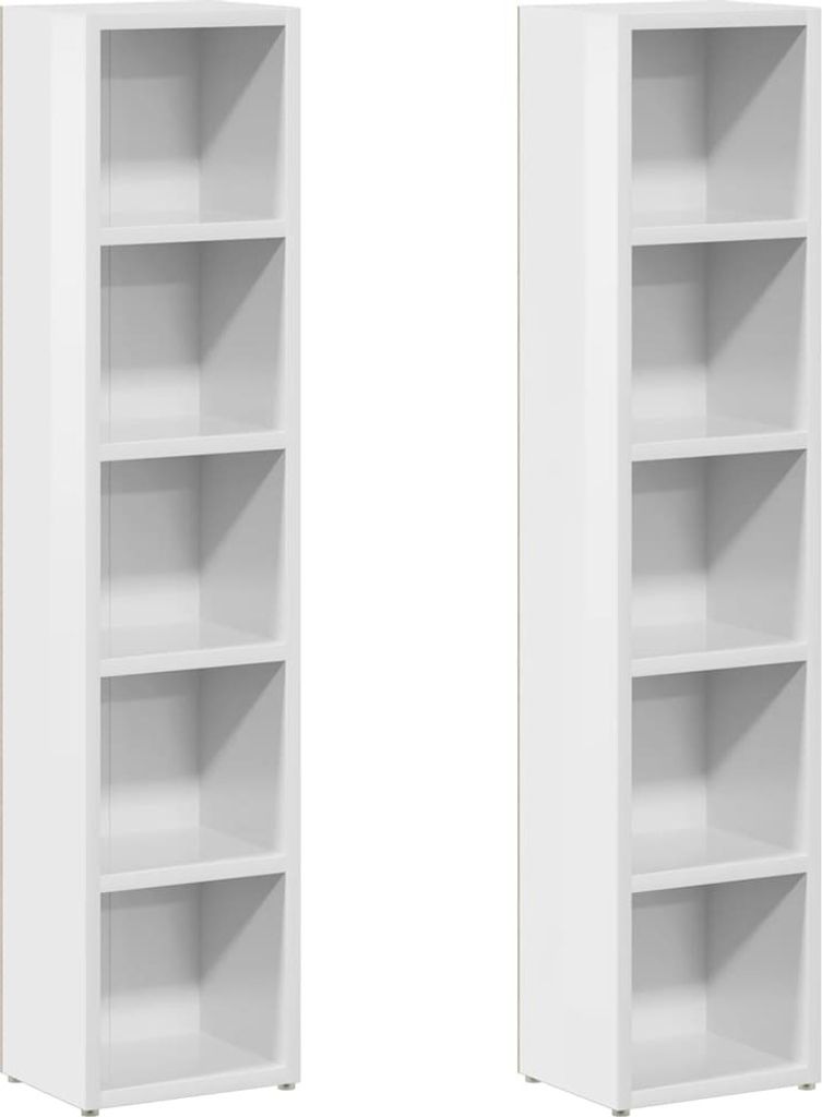 vidaXL CD-Regale 2 Stk. Hochglanz-Weiß 21x16x93,5 cm Produktbild 4