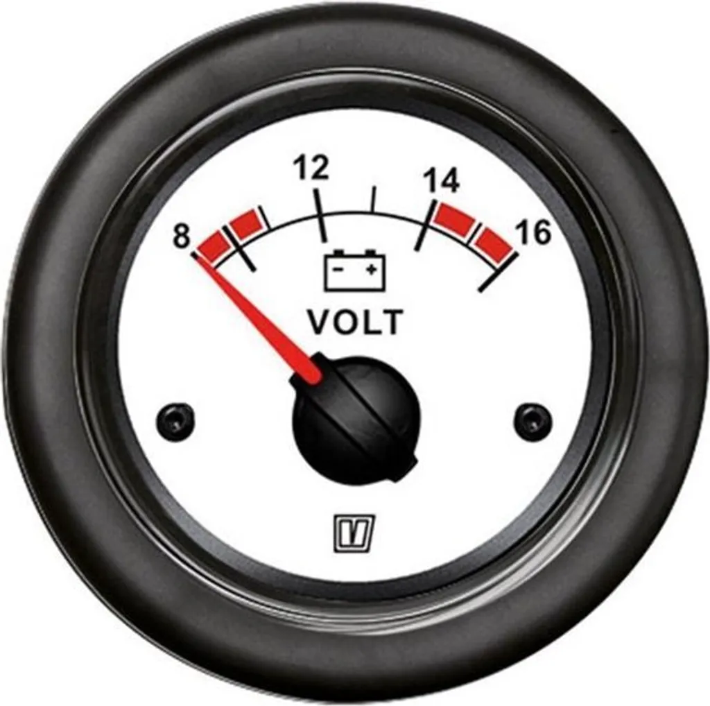 VETUS VLT12W Blanc - Voltmètre 12V Haute Précision pour Tableau de Bord