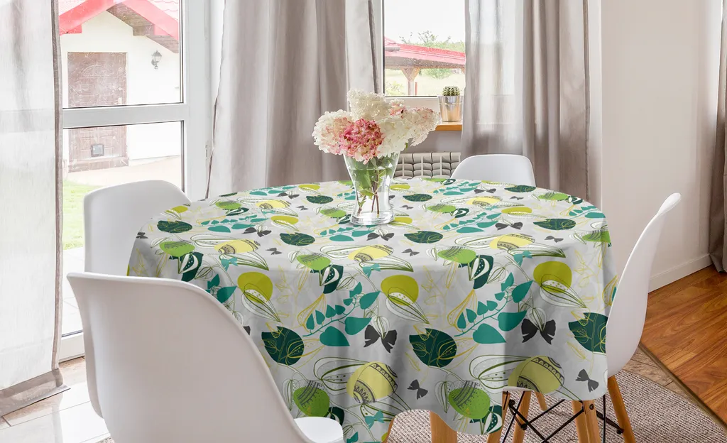Tovaglia Rotonda 150 cm Verde Cacciatore ABAKUHAUS - Design Astratto