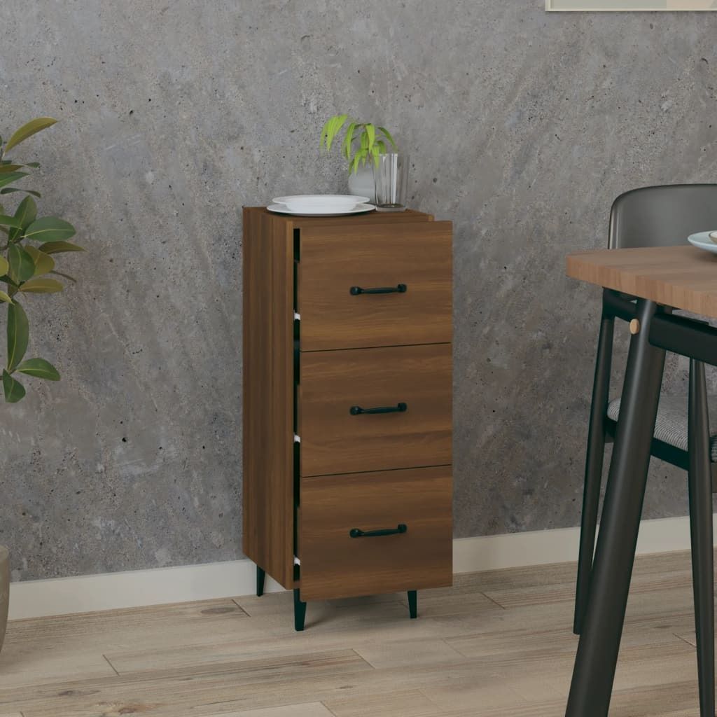 Sideboard Braun Eichen-Optik 34,5x34x90 cm Holzwerkstoff , Kommoden Design 2024